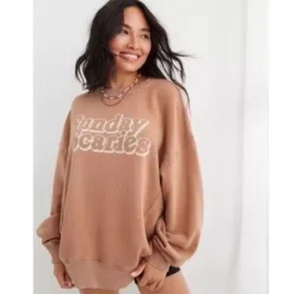 Aerie The Chill Crewneck Oversized Sweatshirt “Sunday Scaries” - Picture 2 of 4
